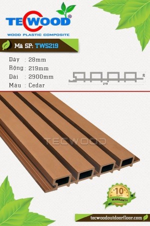  Tấm ốp gỗ nhựa lam sóng TWS219 màu Cedar - TecWood 