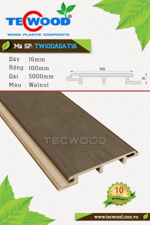  Tấm ốp gỗ nhựa ASA TW100ASA-T16 màu Walnut 