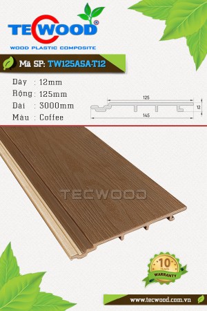  Tấm ốp gỗ nhựa ASA TW125ASA-T12 màu Coffee 