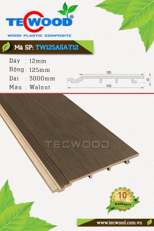  Tấm ốp gỗ nhựa ASA TW125ASA-T12 màu Walnut 
