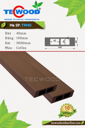  Thanh lam gỗ nhựa TW40 - Coffee 