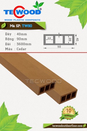  Thanh gỗ nhựa TecWood TW90 (40x90) Cedar 