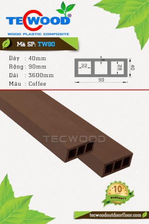  Thanh lam gỗ nhựa TW90 (40x90) Coffee 