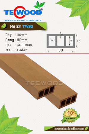  Thanh gỗ nhựa TW90 Cedar (45x90x3600mm) 