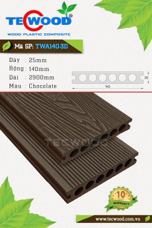 Sàn gỗ ngoài trời TecWood TWA140-3D màu Chocolate