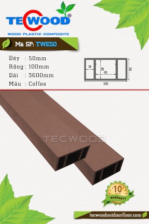 Thanh gỗ nhựa 50x100 TWE50 màu Cedar - TecWood