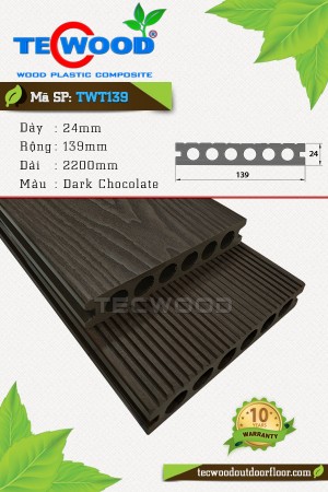 Sàn gỗ ngoài trời TecWood TWT139 - Dark Chocolate