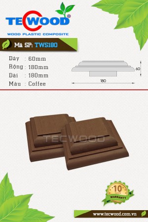  Nắp chụp đầu trụ cột gỗ nhựa TWS180 - Coffee 