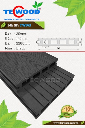 Sàn gỗ nhựa ngoài trời lỗ vuông TW140 Black