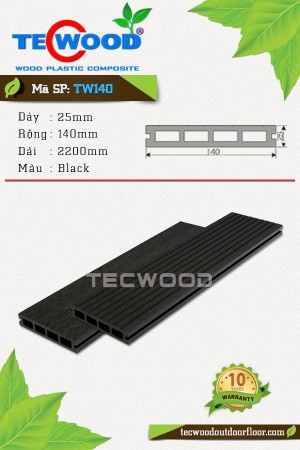 Sàn gỗ ngoài trời TecWood TW140-Black [lỗ vuông]