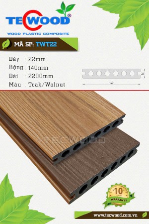  Sàn gỗ ngoài trời TecWood TWT22 Teak/Walnut 