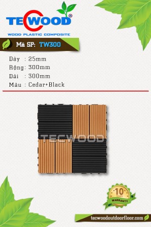 Tấm vỉ gỗ nhựa TecWood TW300 Black - Cedar