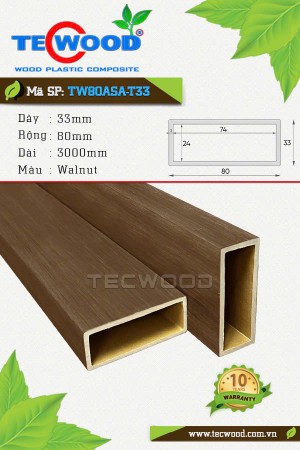  Thanh lam gỗ nhựa TecWood TW80ASA-T33 Walnut 