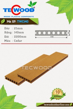 Sàn gỗ TecWood lỗ tròn TWC140-Cedar