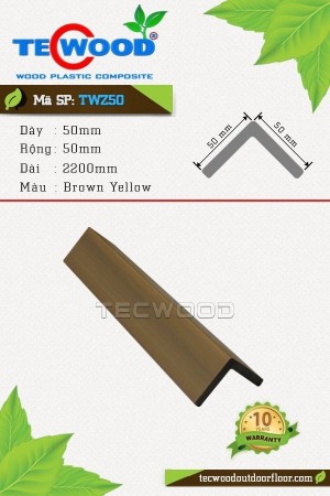Nẹp gỗ nhựa chữ V TWZ50 màu Brown Yellow