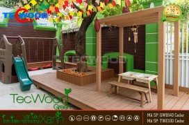 Công trình lát sàn và giàn pergola gỗ nhựa trang trí trường mầm non Sơn Ca