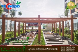 Dự án giàn pergola gỗ nhựa tại chung cư Yên Bình, Thái Nguyên