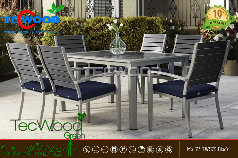 Bàn ghé ngoài trời bằng gỗ nhựa TechWood