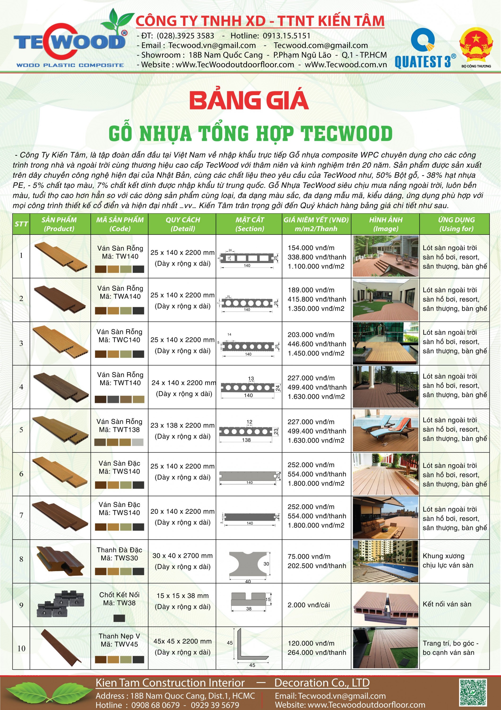 bảng giá gỗ nhựa tecwood 1