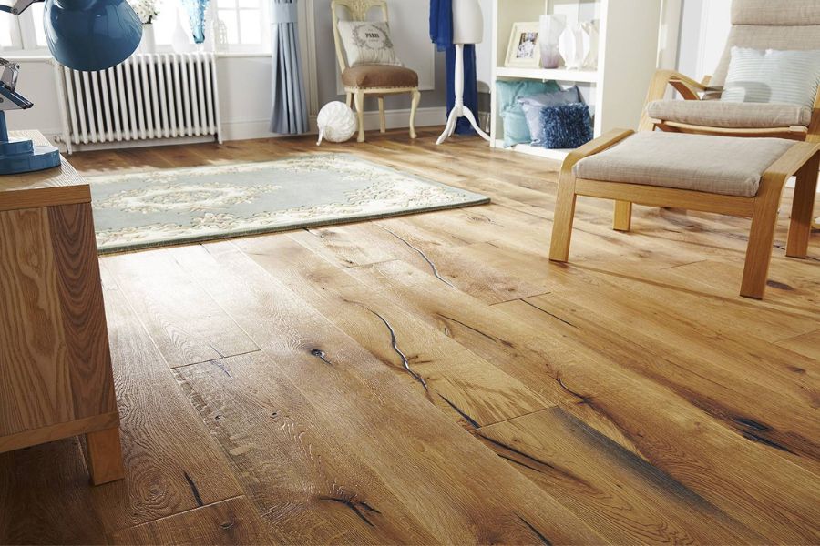 Sàn gỗ tự nhiên trang trí phòng khách