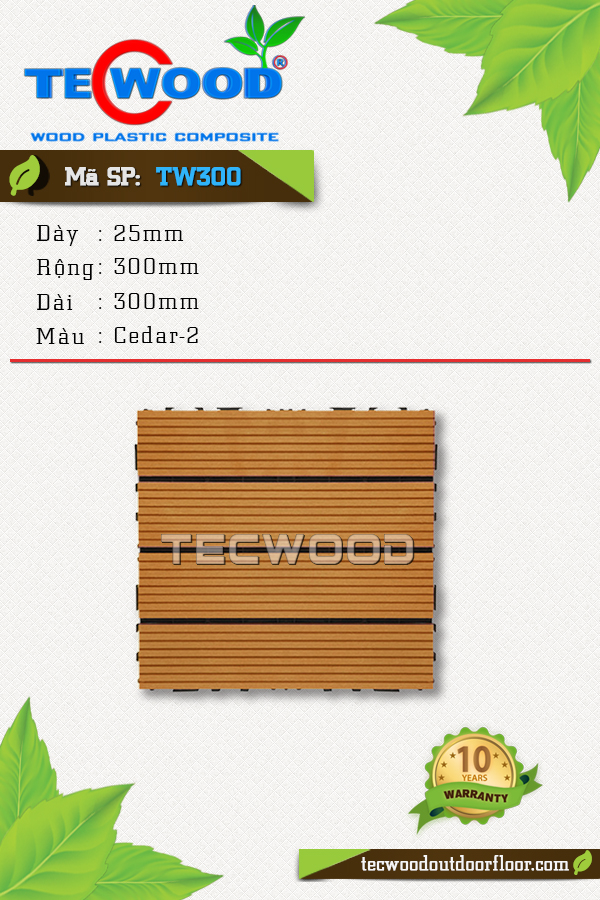Tấm vỉ hỗ nhựa TecWood TW300 màu Cedar