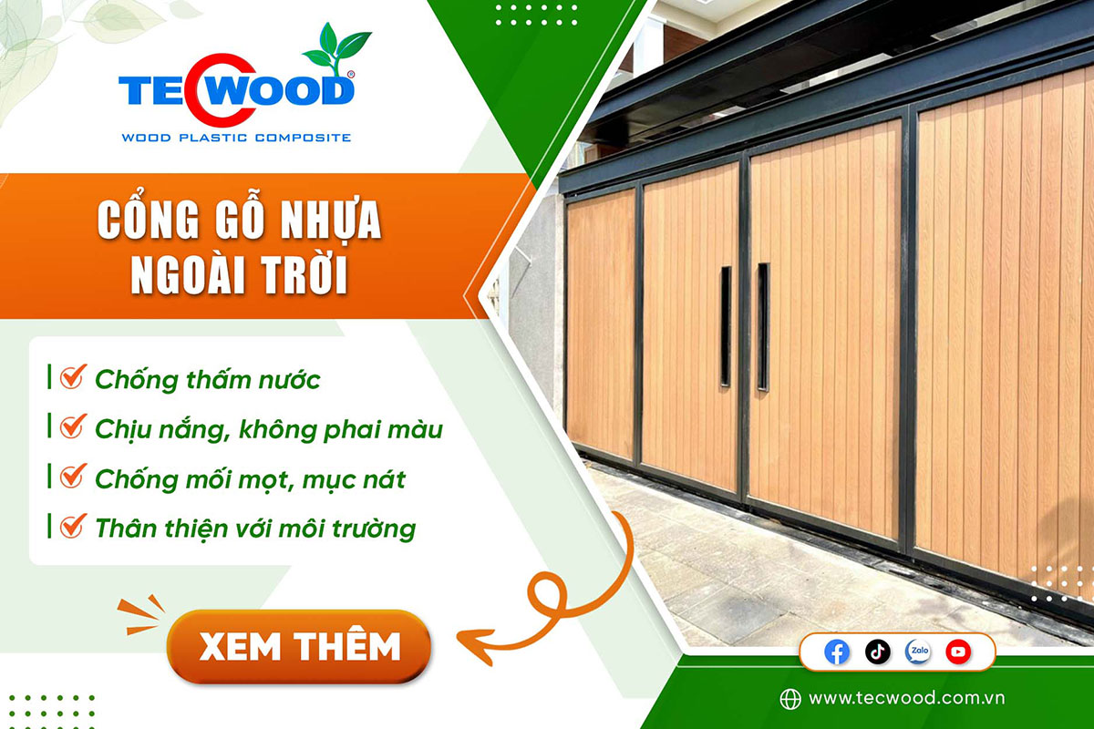 thi công cổng gỗ nhựa ngoài trời đẹp