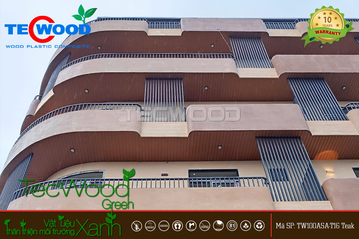 TecWood thi công ốp trần ban công tòa nhà Đà Nẵng