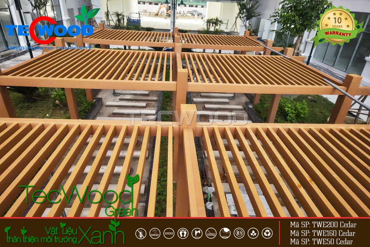 Giàn pergola gỗ nhựa kích thước lớn