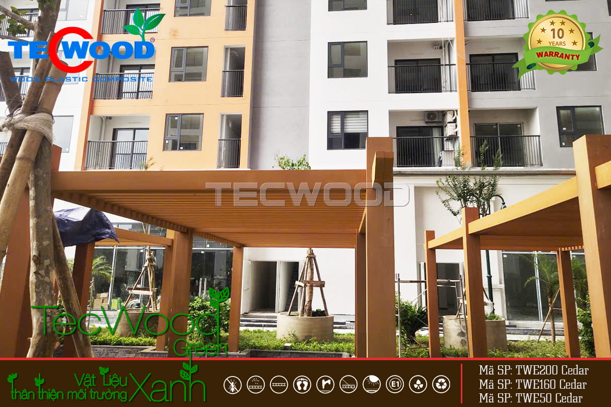 Giàn Pergola gỗ nhựa chung cư Yên Bình