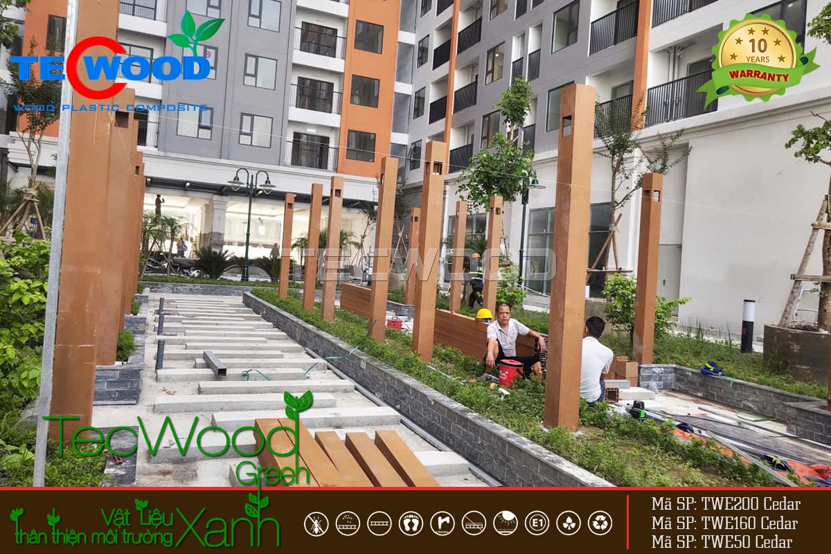 Thi công giàn Pergola gỗ nhựa ngoài trời