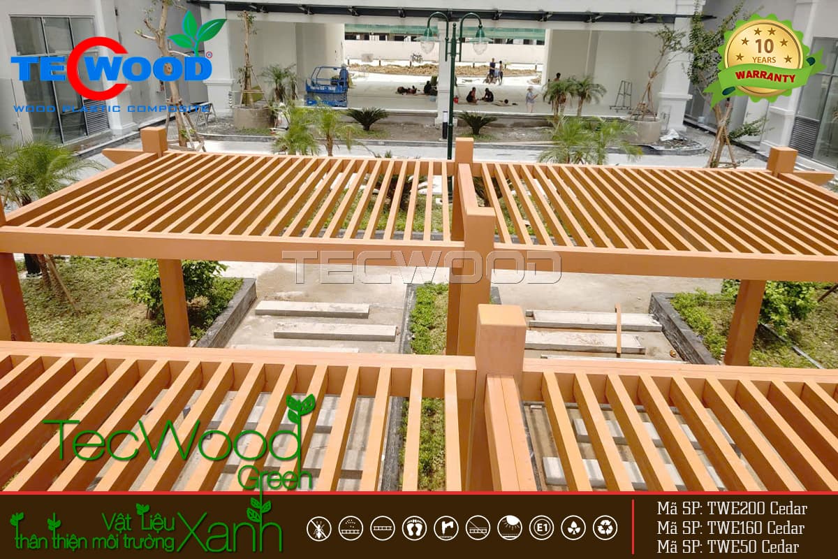 Hệ lam gỗ nhựa bền vững làm giàn Pergola
