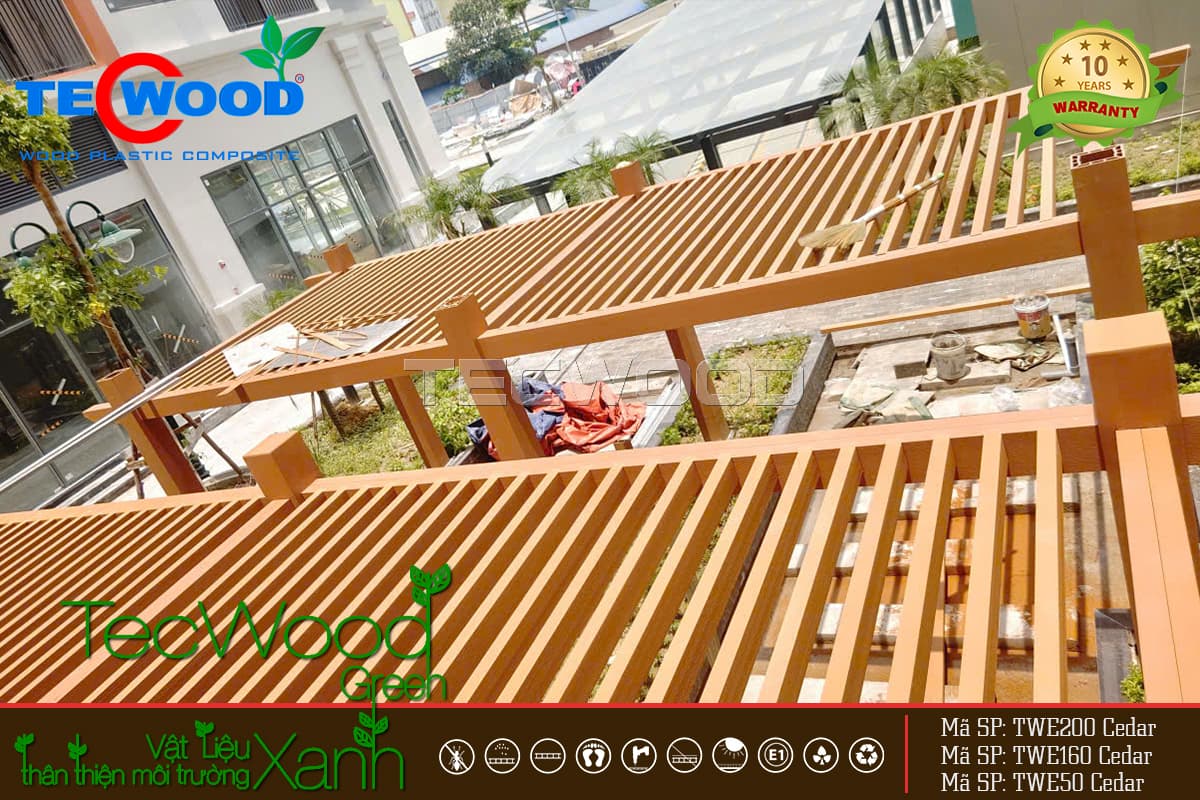 Giàn Pergola gỗ nhựa chung cư Yên Bình, Thái Nguyên