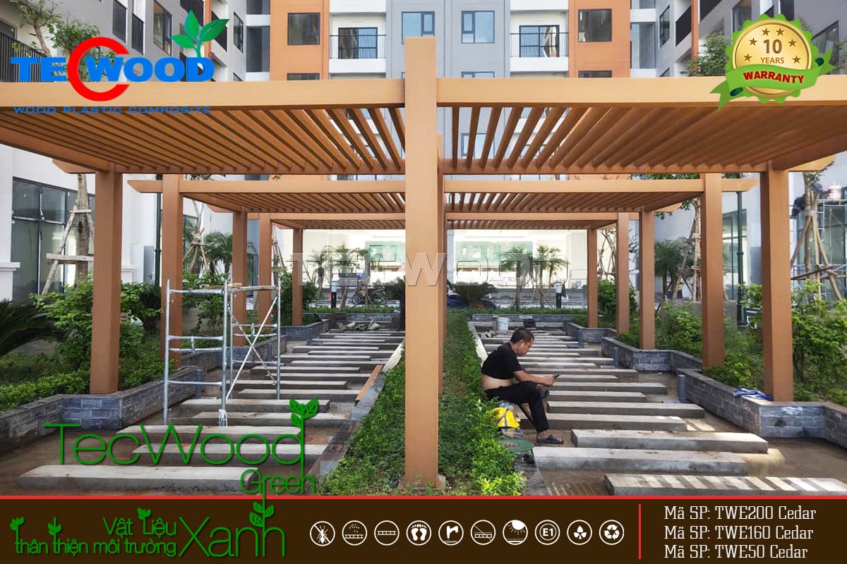 Giàn Pergola trang trí khuôn viên chung cư Yên Bình