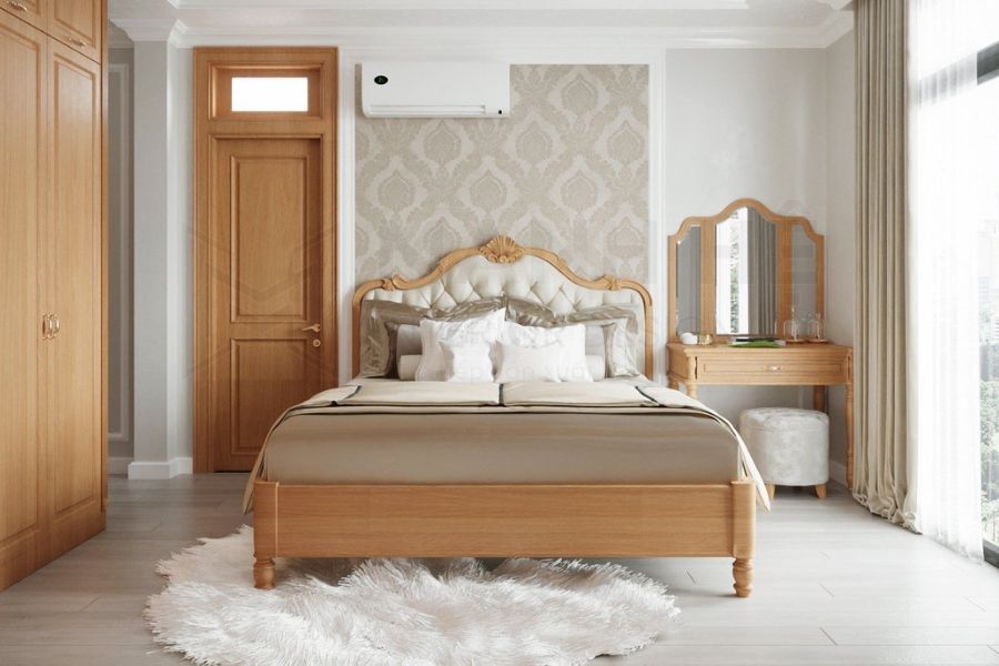 Mẫu giường gỗ phong cách tân cổ điển