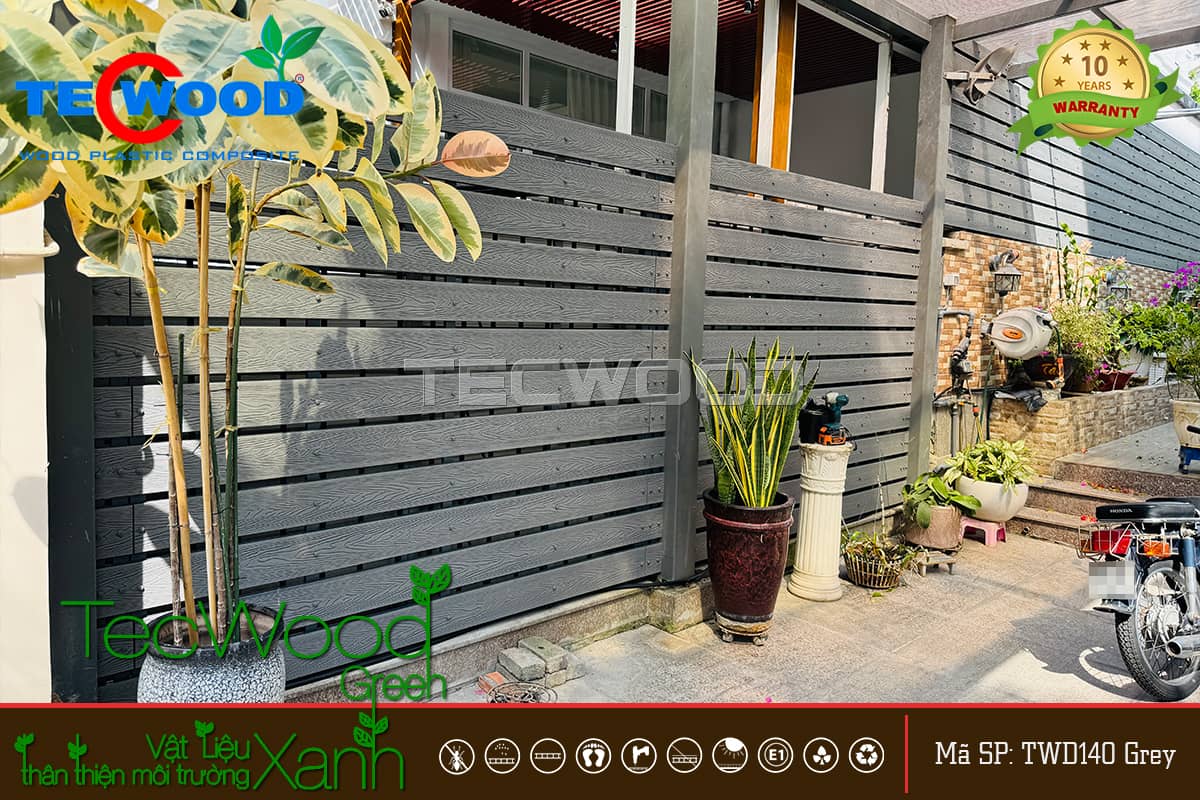 Hàng rào lắp ghép làm bằng thanh gỗ nhựa TWD140 màu Grey
