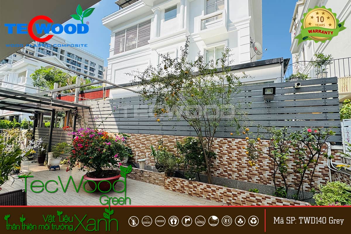 Công trình hàng rào lắp ghép khung nhôm màu Grey
