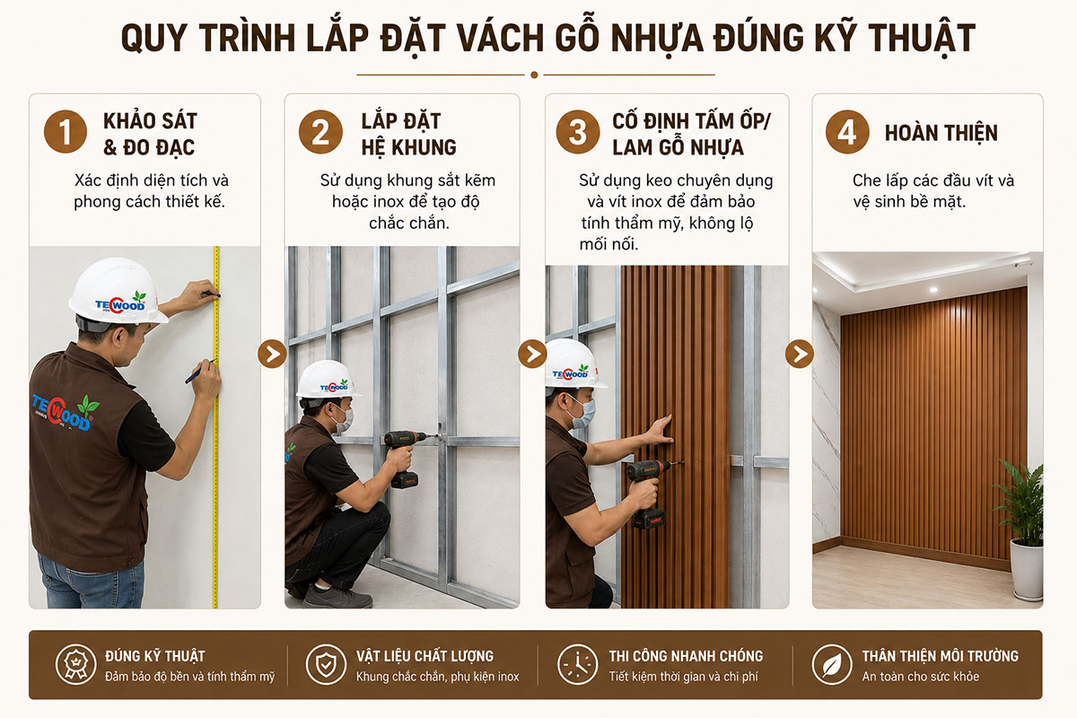hướng dẫn thi công vách ngăn gỗ nhựa tecwood