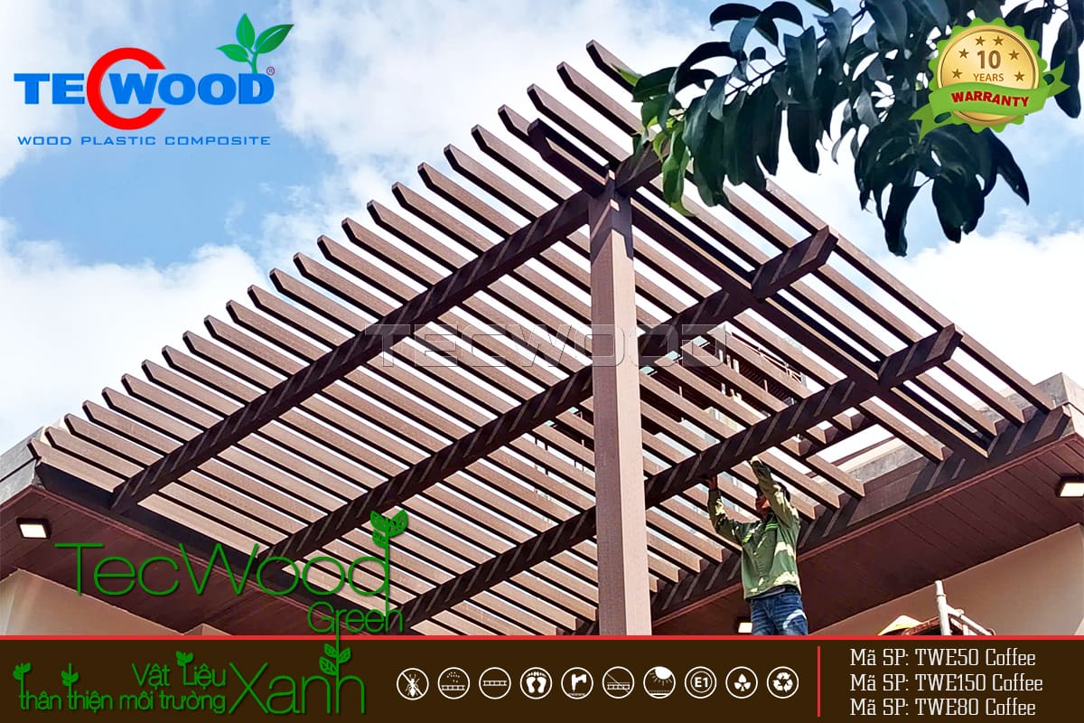 Công trình làm giàn lam gỗ nhựa sân thượng H's Villa