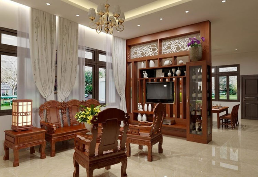 lam phòng khách với gỗ tự nhiên