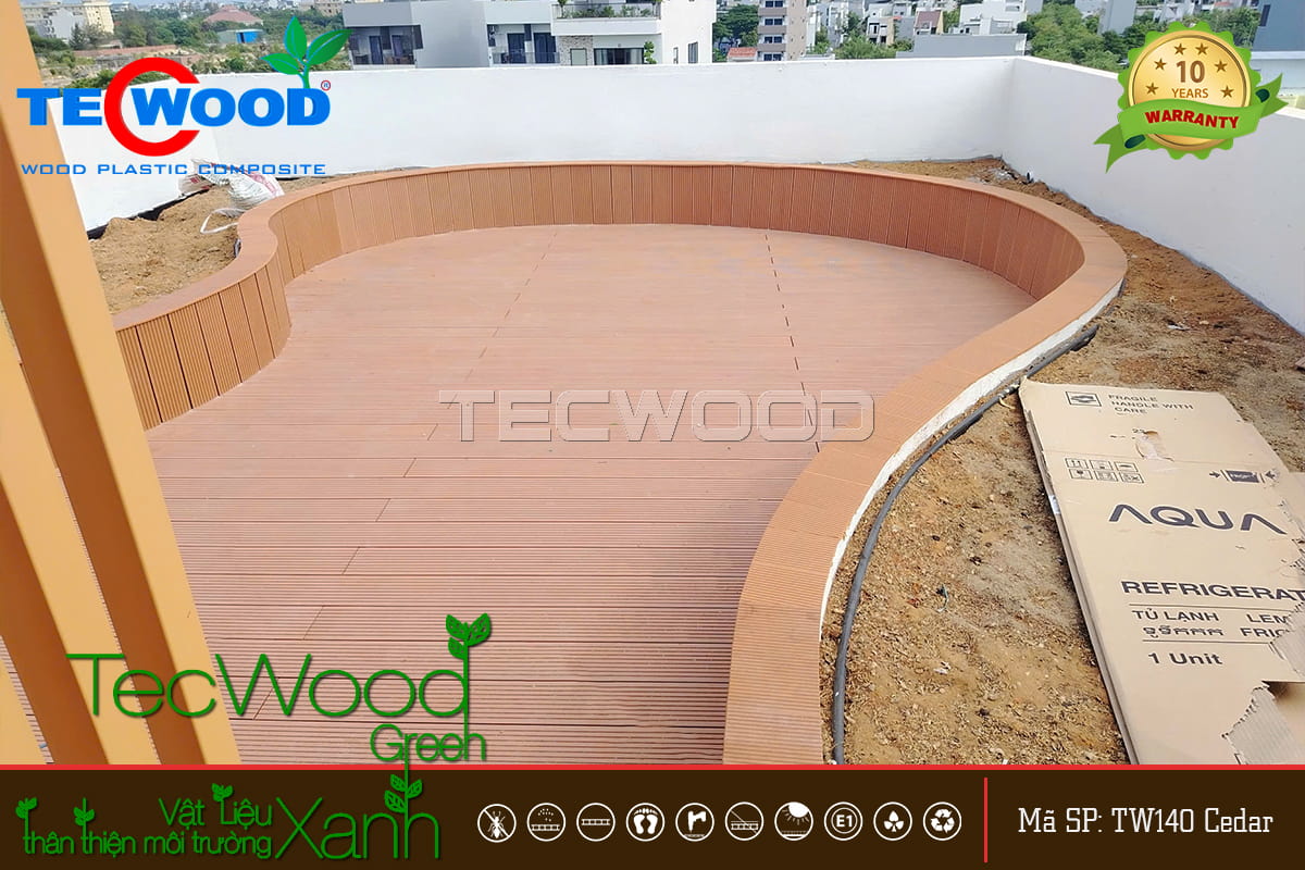 Lát sàn, ốp bồn hoa gỗ nhựa cho sân thượng căn hộ FPt