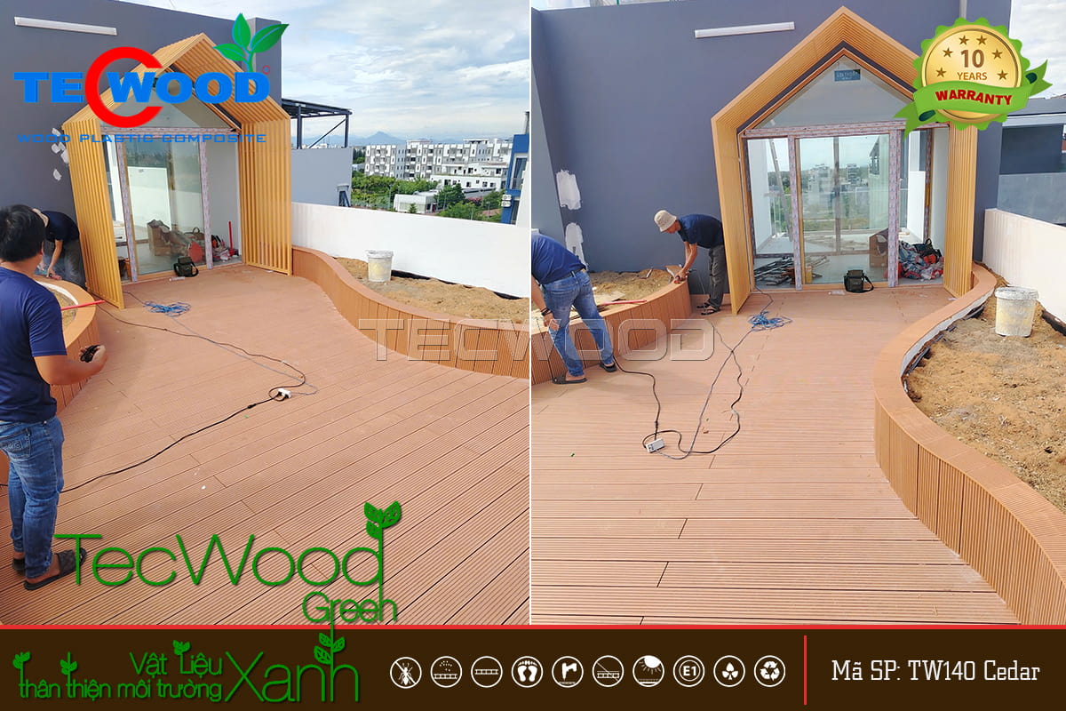 Lát sàn gỗ nhựa cho sân thượng căn hộ FPT