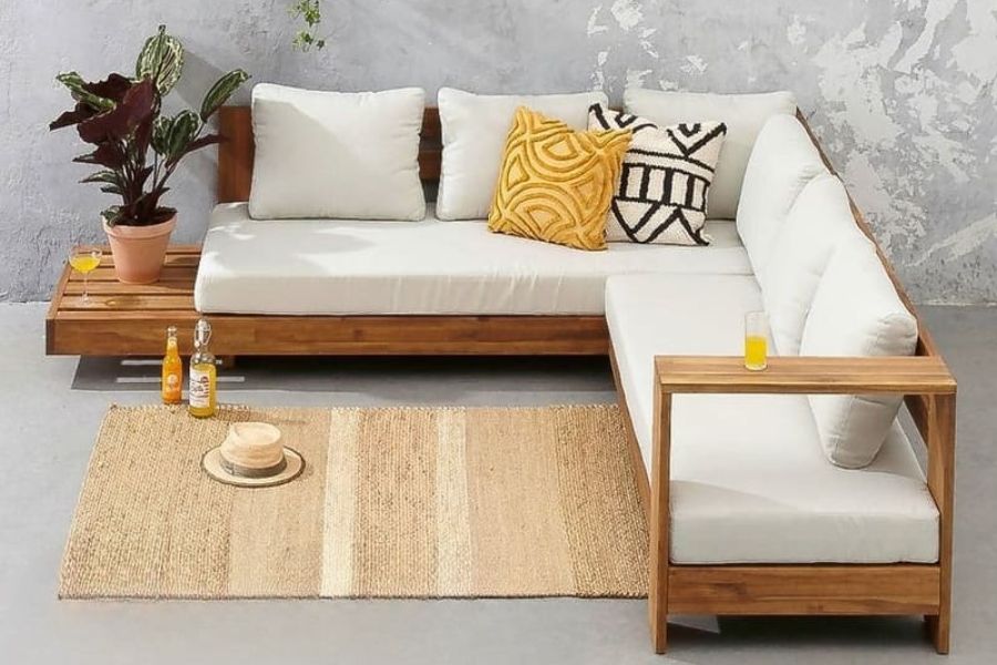 Mẫu ghế Sofa gỗ chữ L