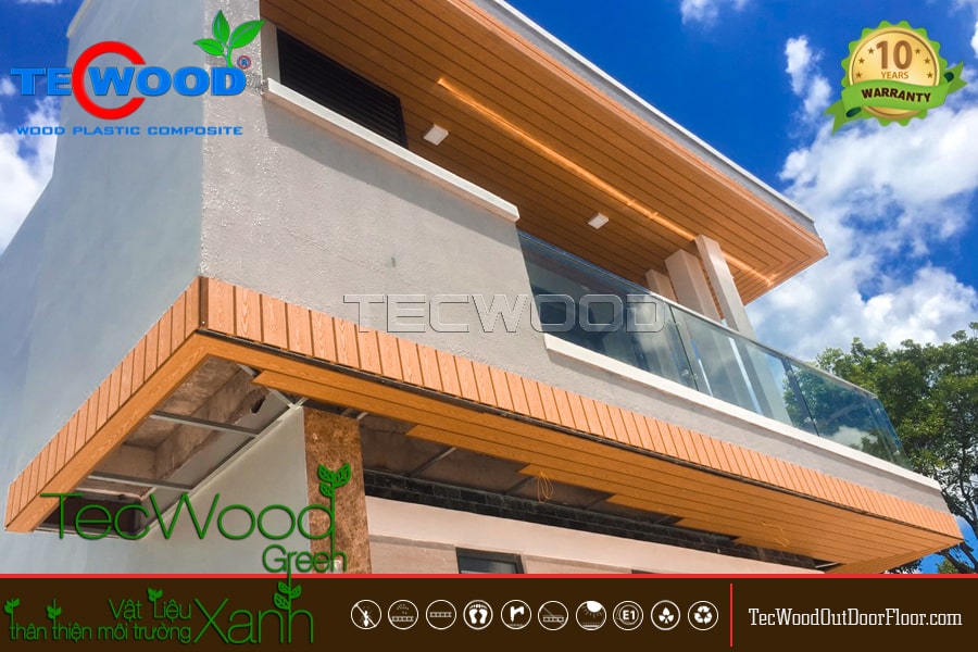 Ốp trần ban công giả gỗ đẹp