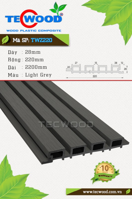 tấm gỗ nhựa composite ốp tường màu grey