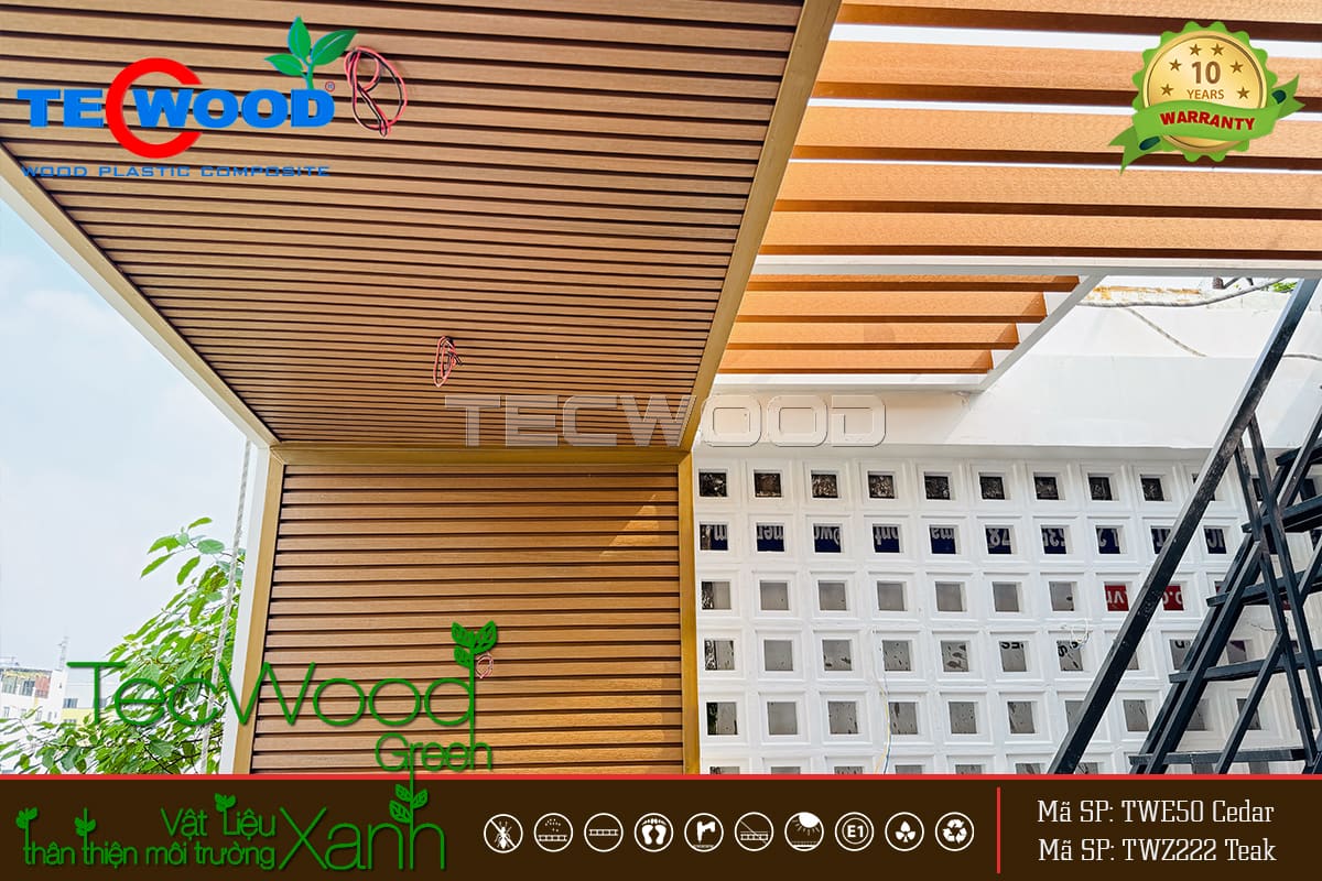 Tấm ốp lam sóng TWZ222 màu Teak tươi sáng