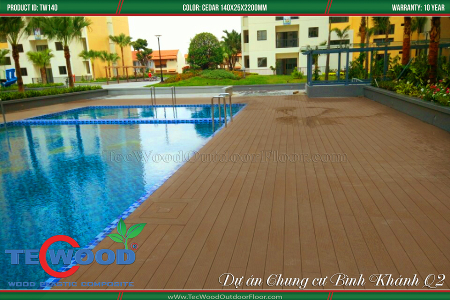 Sàn gỗ lót hồ bơi chung cư Bình Khánh Quận 2